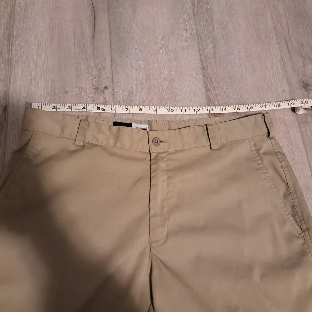 Nike‎ Golf Khaki Beige Dri Fit Flat Front Golf Pants Sz 34